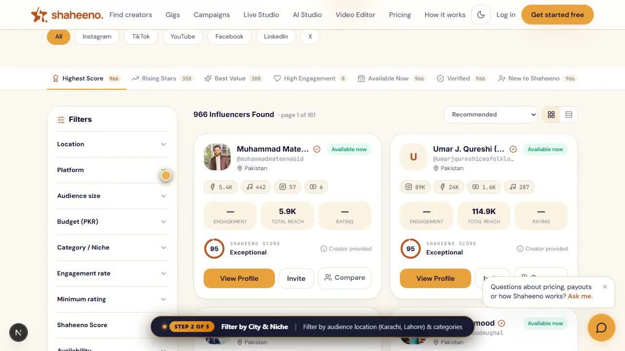 How to Search, Filter & Shortlist Creators